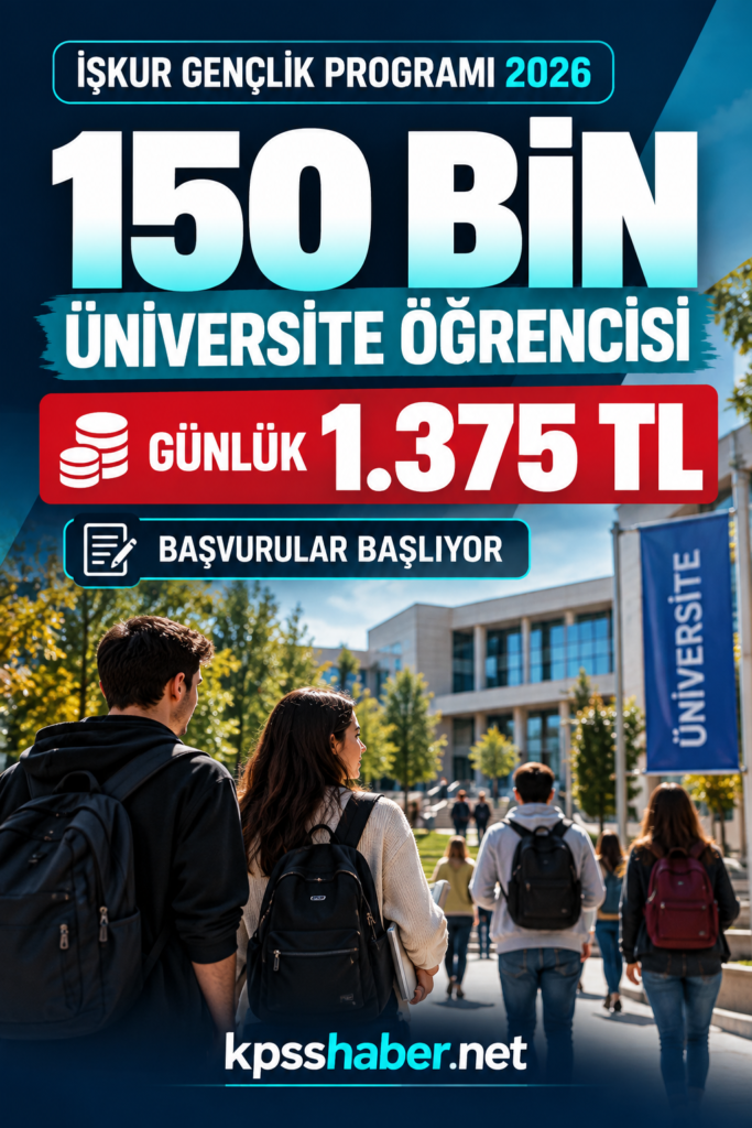 İŞKUR Gençlik Programı 2026 başvuruları, 150 bin üniversite öğrencisine günlük 1.375 TL destek
